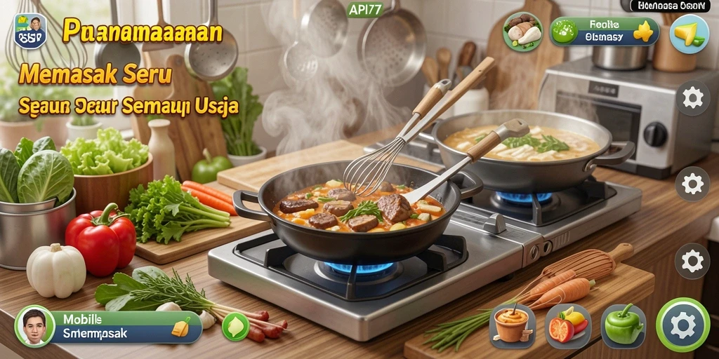 Tampilan antarmuka memikat dari game Memasak API77.