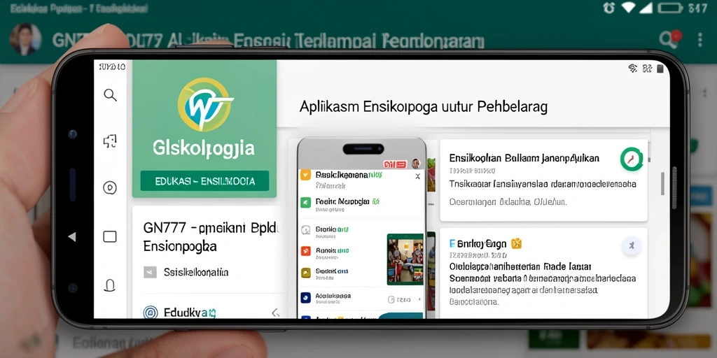 Tampilan antarmuka pengguna aplikasi Ensiklopedia GN777.
