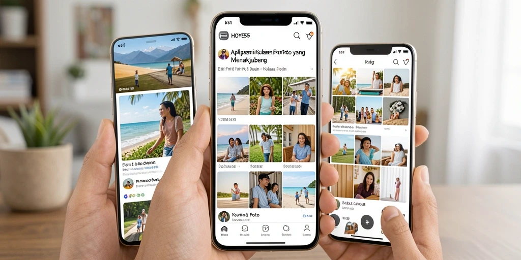 Antarmuka HOYE55 yang intuitif untuk membuat kolase foto.