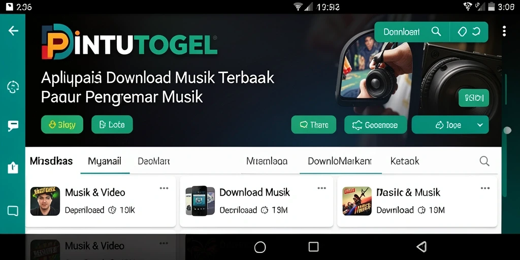 Tampilan antarmuka PINTUTOGEL dengan fungsi Download Musik yang intuitif.